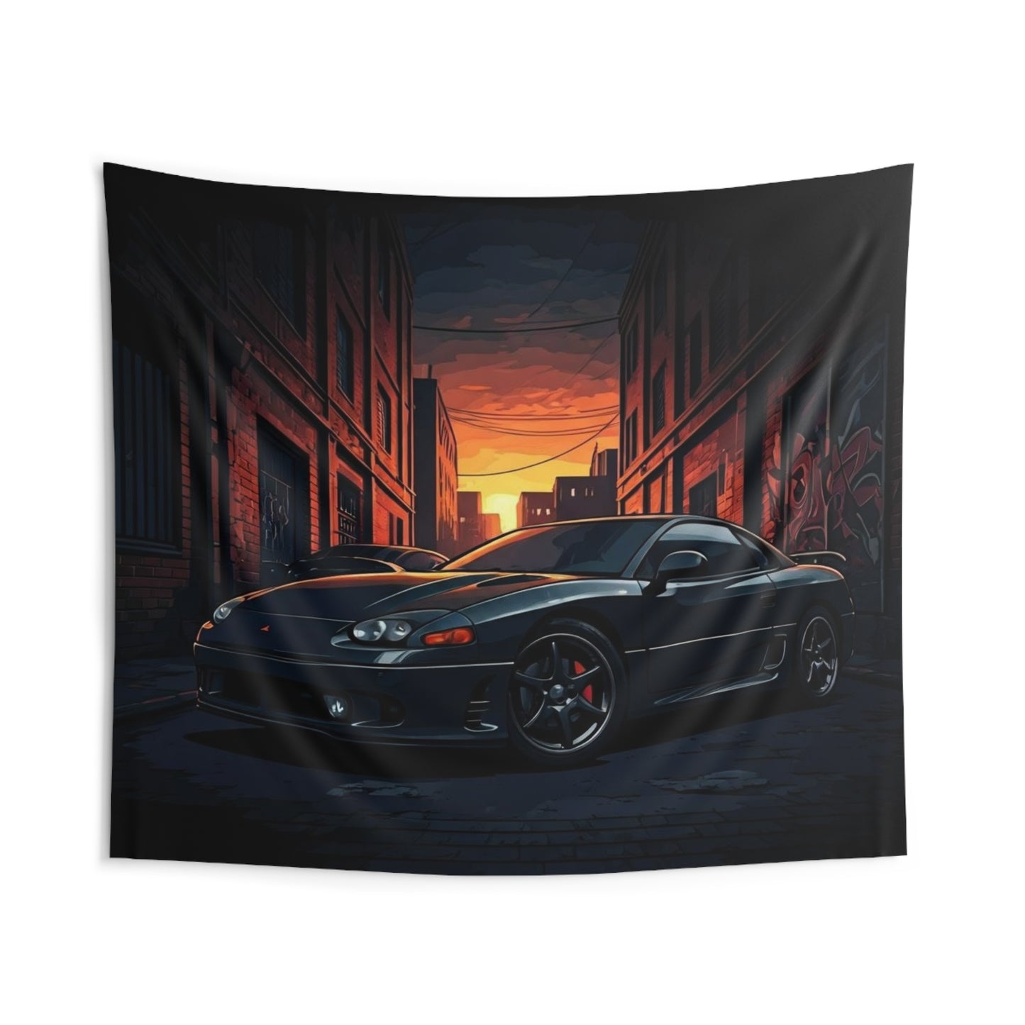 Mitsubishi 3000gt Indoor Wall Tapestries - Shop Banner 104" × 88" Printify by The Night Shift Automotive Apparel