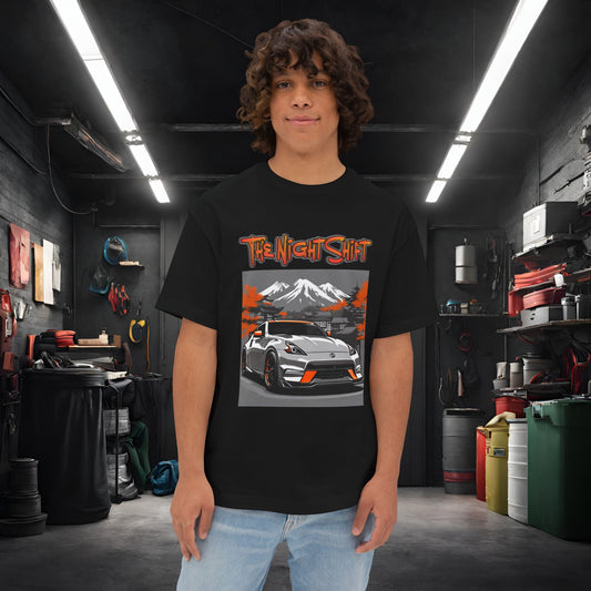 Nissan 370z Nismo- Premium, Ultra Soft Unisex Oversized Boxy Tee Black Printify by The Night Shift Automotive Apparel