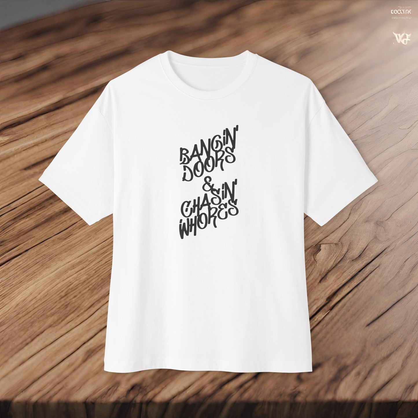 Bangin' Doors & Chasin' Whores-Premium, Ultra Soft Unisex Oversized Boxy Tee Printify by The Night Shift Automotive Apparel