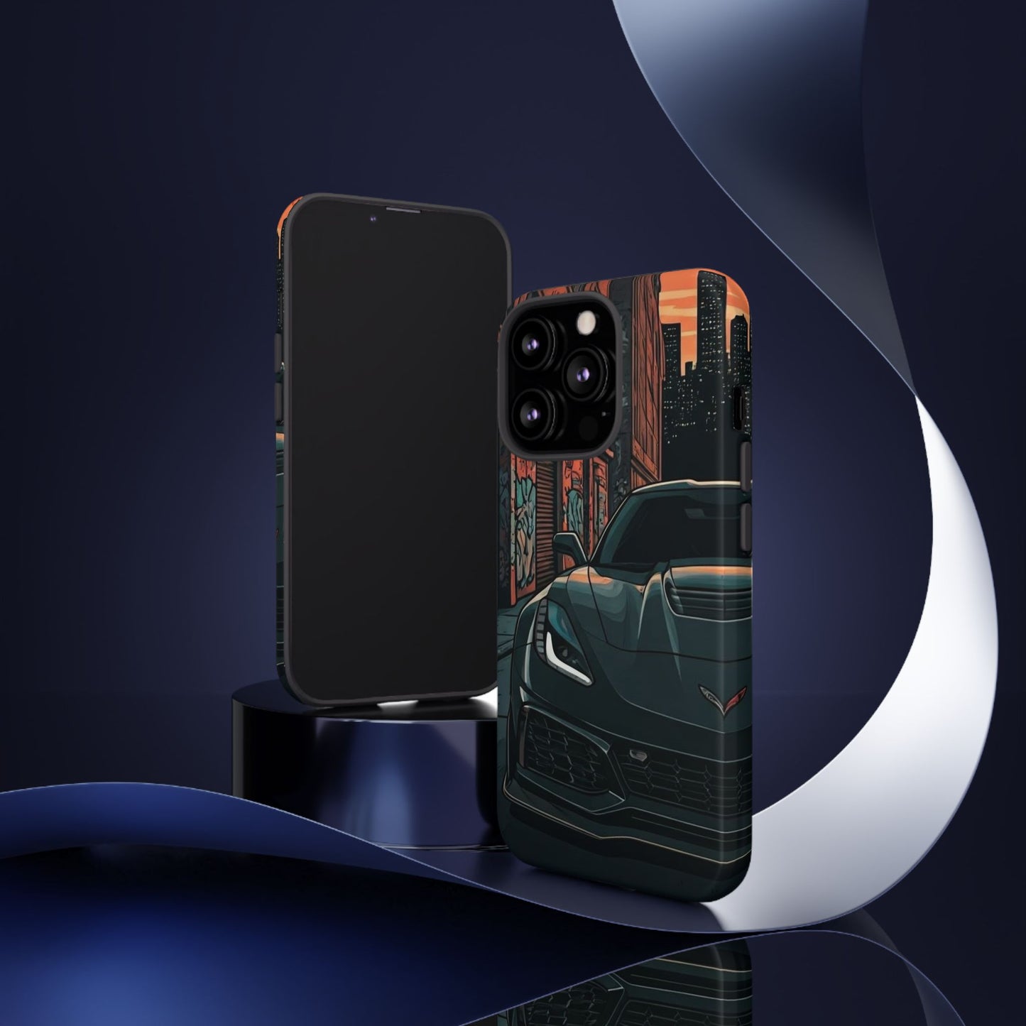 Chevy Corvette C7 Street Life-Dual Layer Ultra Tough Phone Case iPhone 13 Pro Glossy Printify by The Night Shift Automotive Apparel