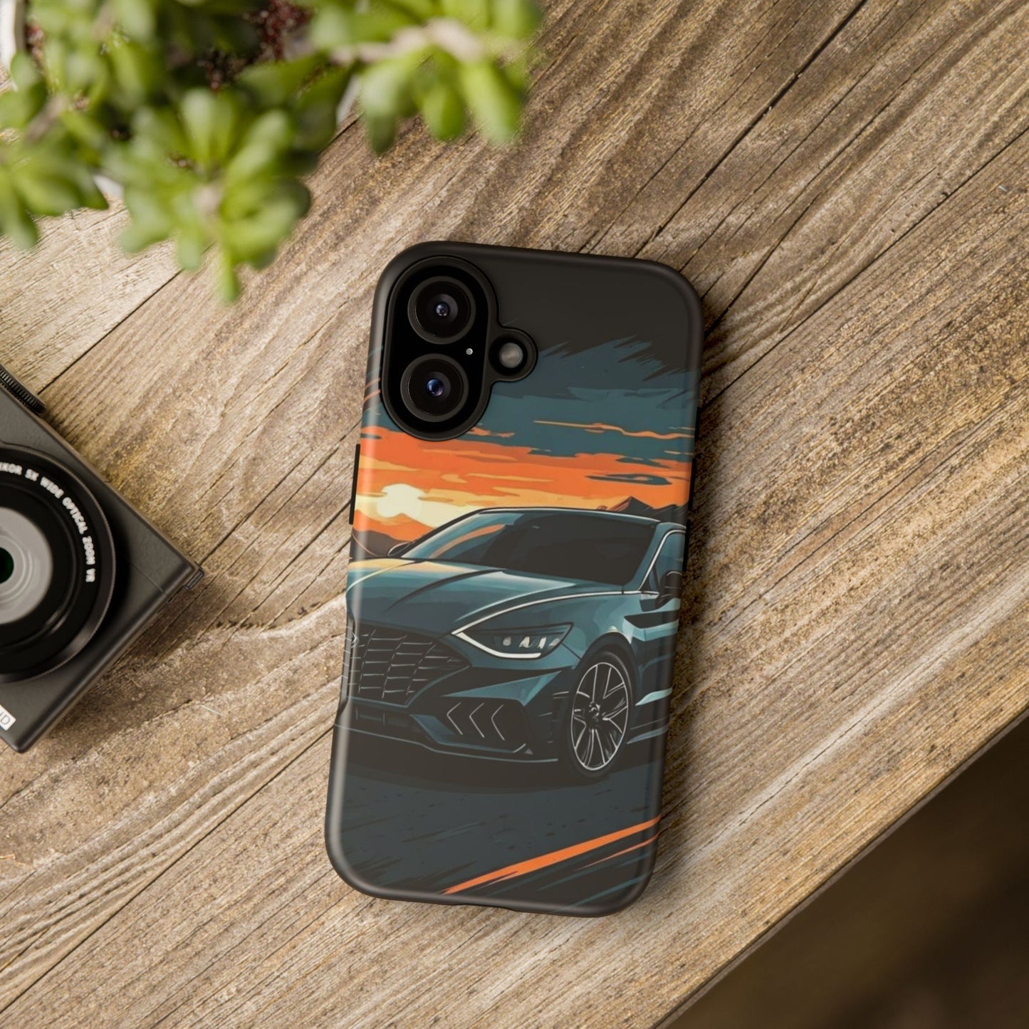 Hyundai Sonata-Sunset Drive-Dual Layer Ultra Tough Phone Case iPhone 16 Matte Printify by The Night Shift Automotive Apparel