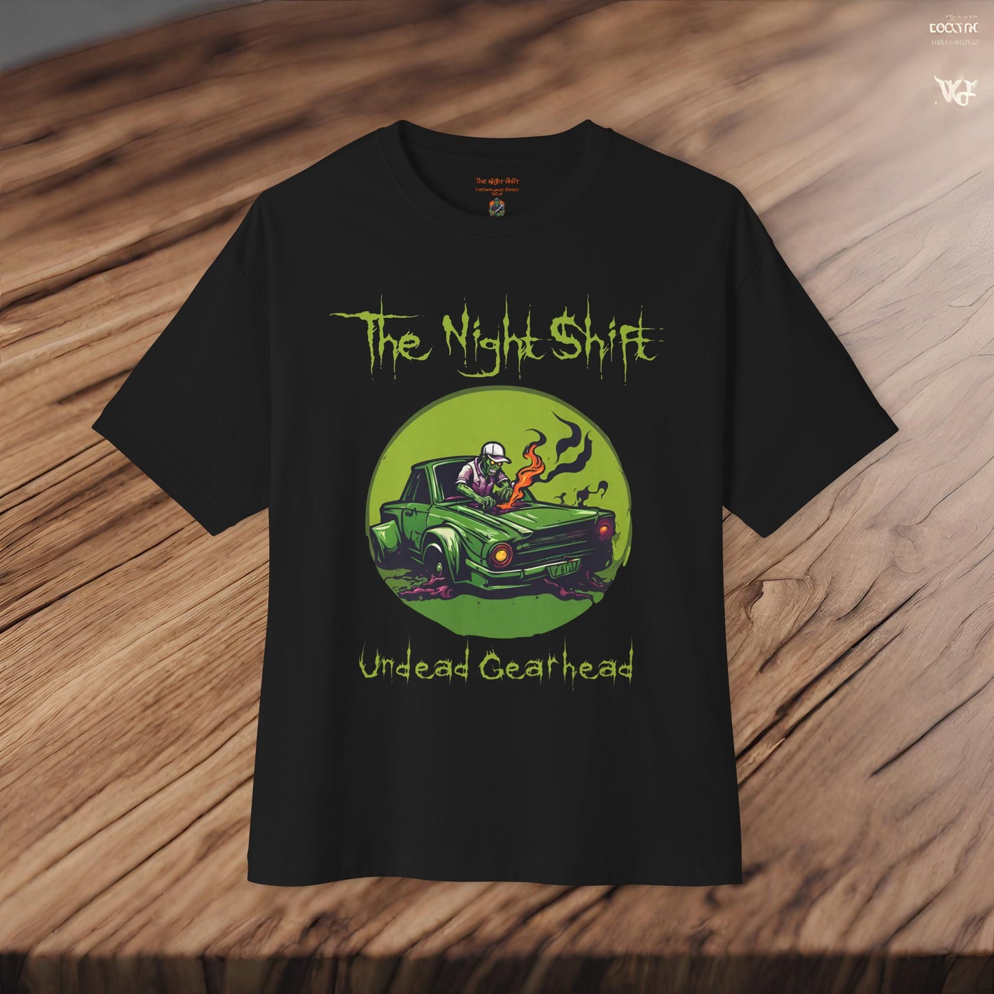 Undead Gearhead Zombie-Premium, Ultra Soft Unisex Oversized Boxy Tee Printify by The Night Shift Automotive Apparel