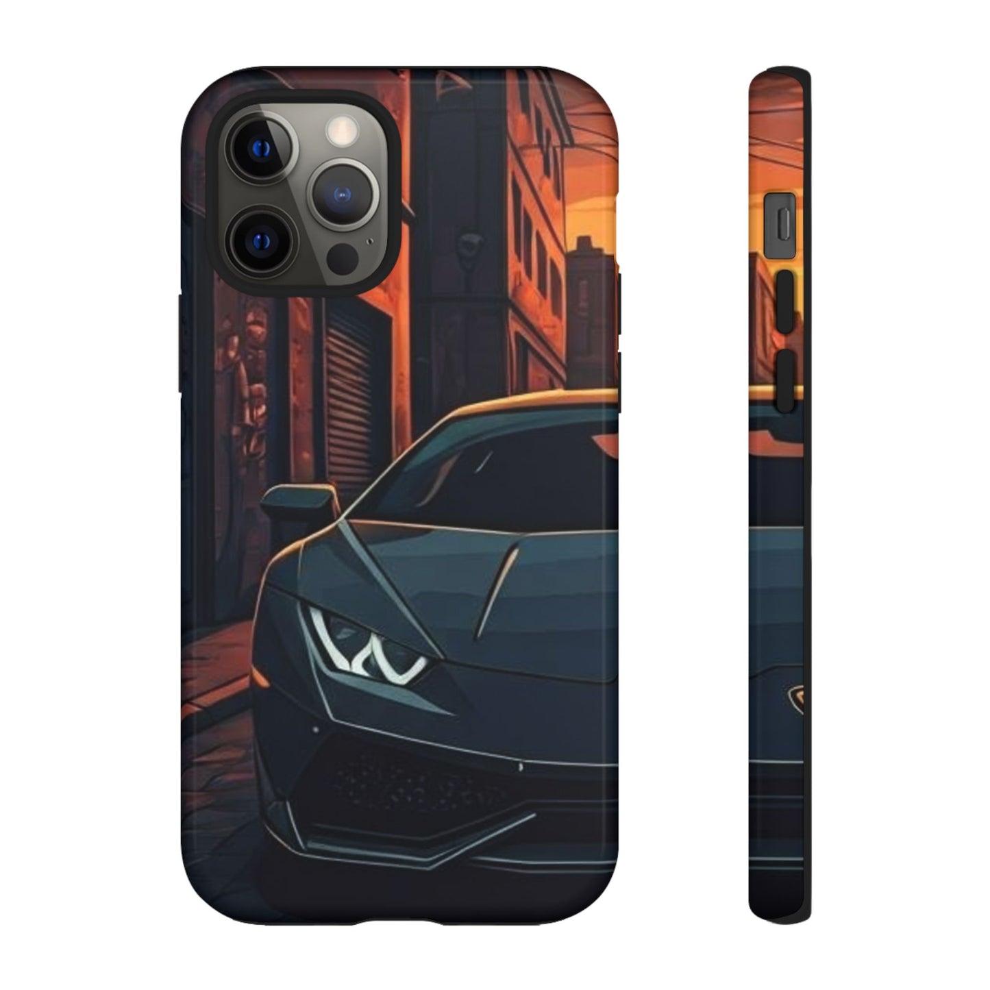 Lamborghini Huracan Street Life-Dual Layer Ultra Tough Phone Case iPhone 12 Pro Glossy Printify by The Night Shift Automotive Apparel