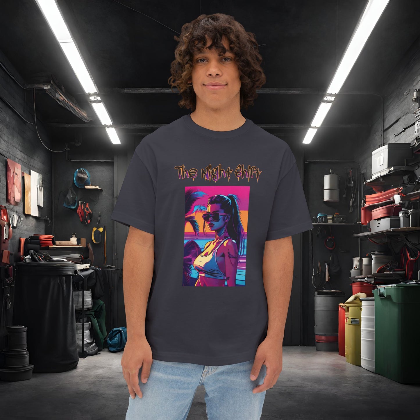 Heatwave-Premium, Ultra Soft Unisex Oversized Boxy Tee Dark Grey Printify by The Night Shift Automotive Apparel
