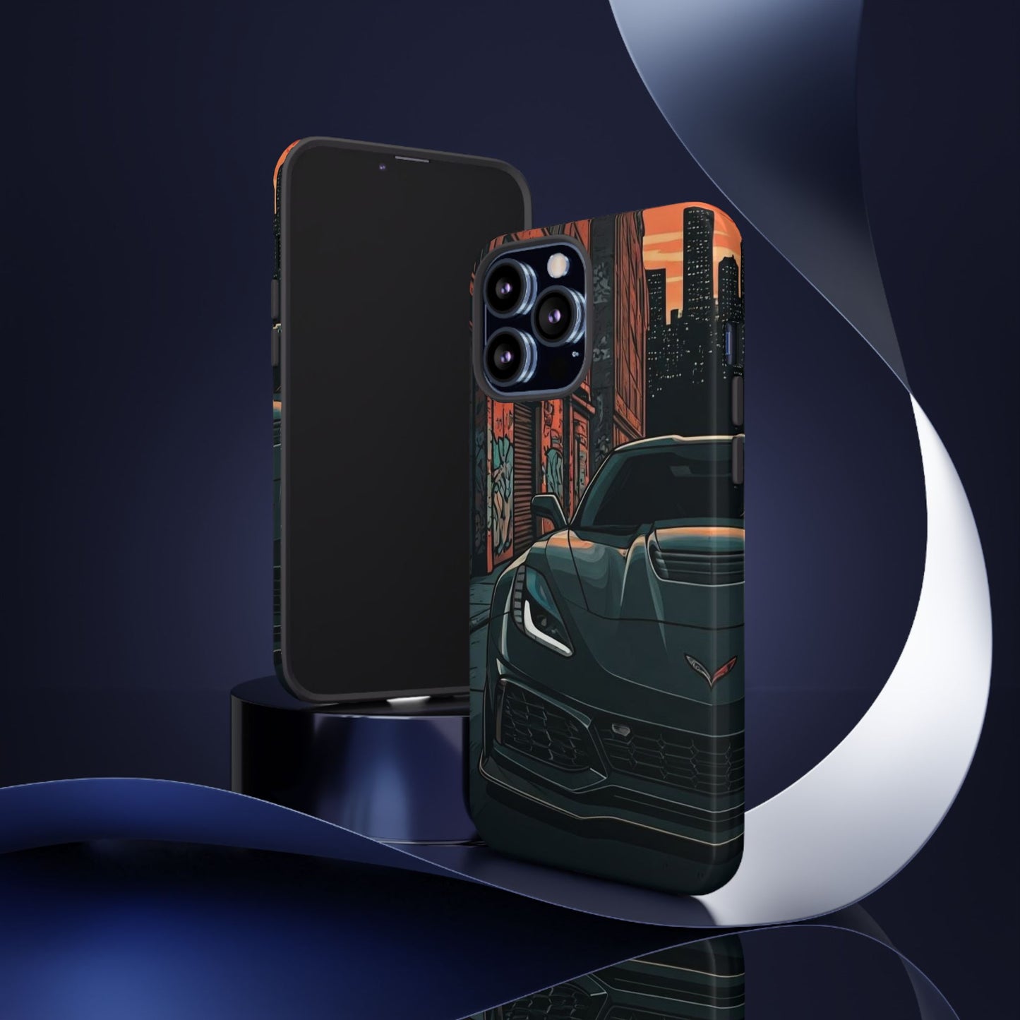 Chevy Corvette C7 Street Life-Dual Layer Ultra Tough Phone Case iPhone 13 Pro Max Glossy Printify by The Night Shift Automotive Apparel