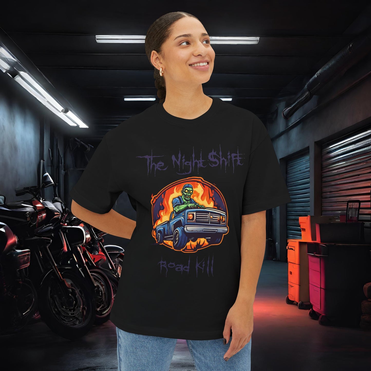 Road Kill-Premium, Ultra Soft Unisex Oversized Boxy Tee Printify by The Night Shift Automotive Apparel