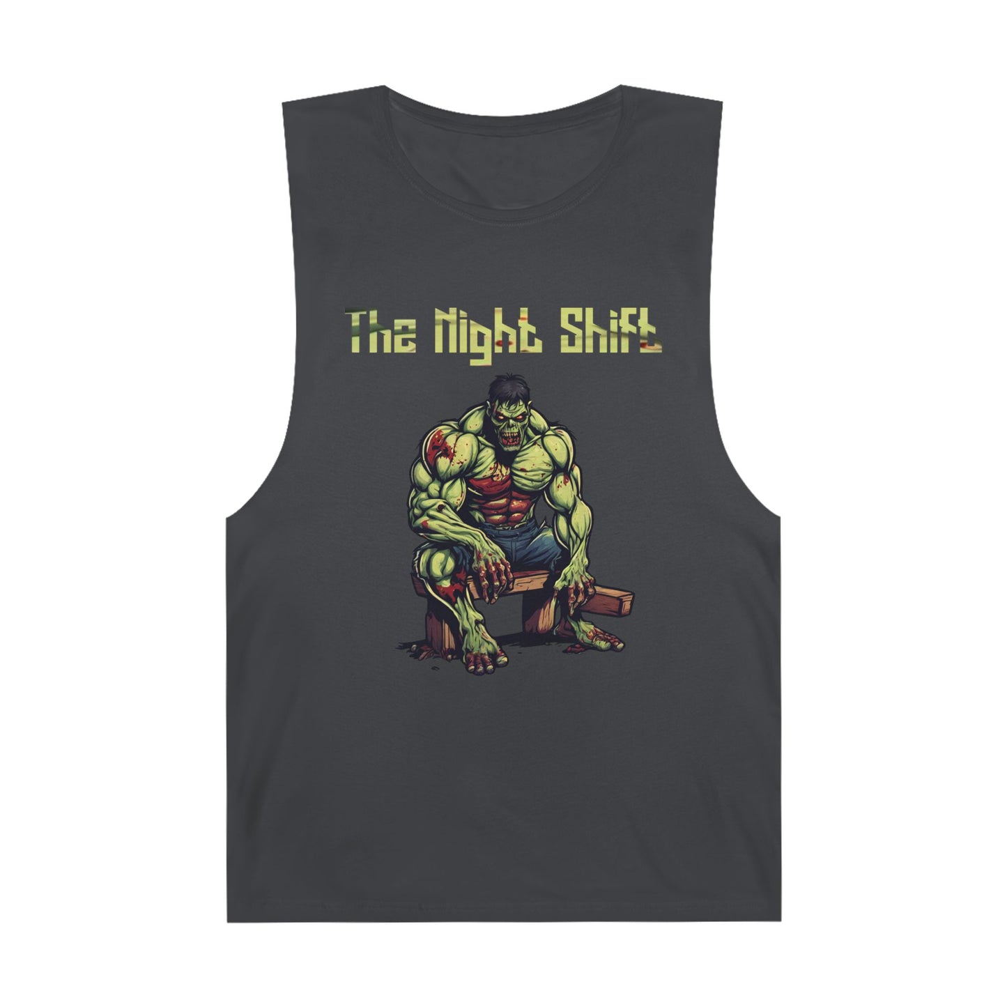 Zombie Body Builder - Premium Unisex Barnard Tank Top Coal Printify by The Night Shift Automotive Apparel