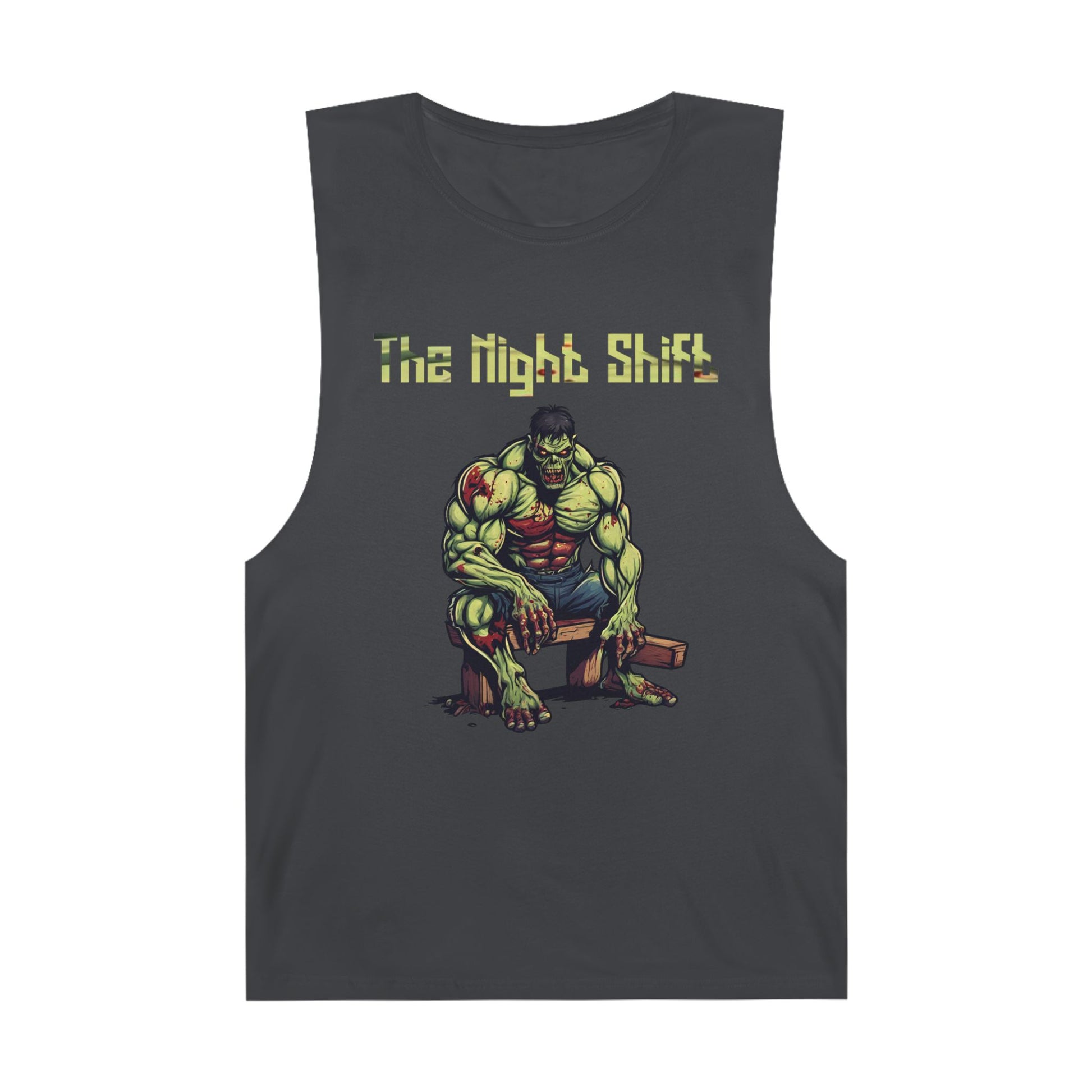 Zombie Body Builder - Premium Unisex Barnard Tank Top Coal Printify by The Night Shift Automotive Apparel
