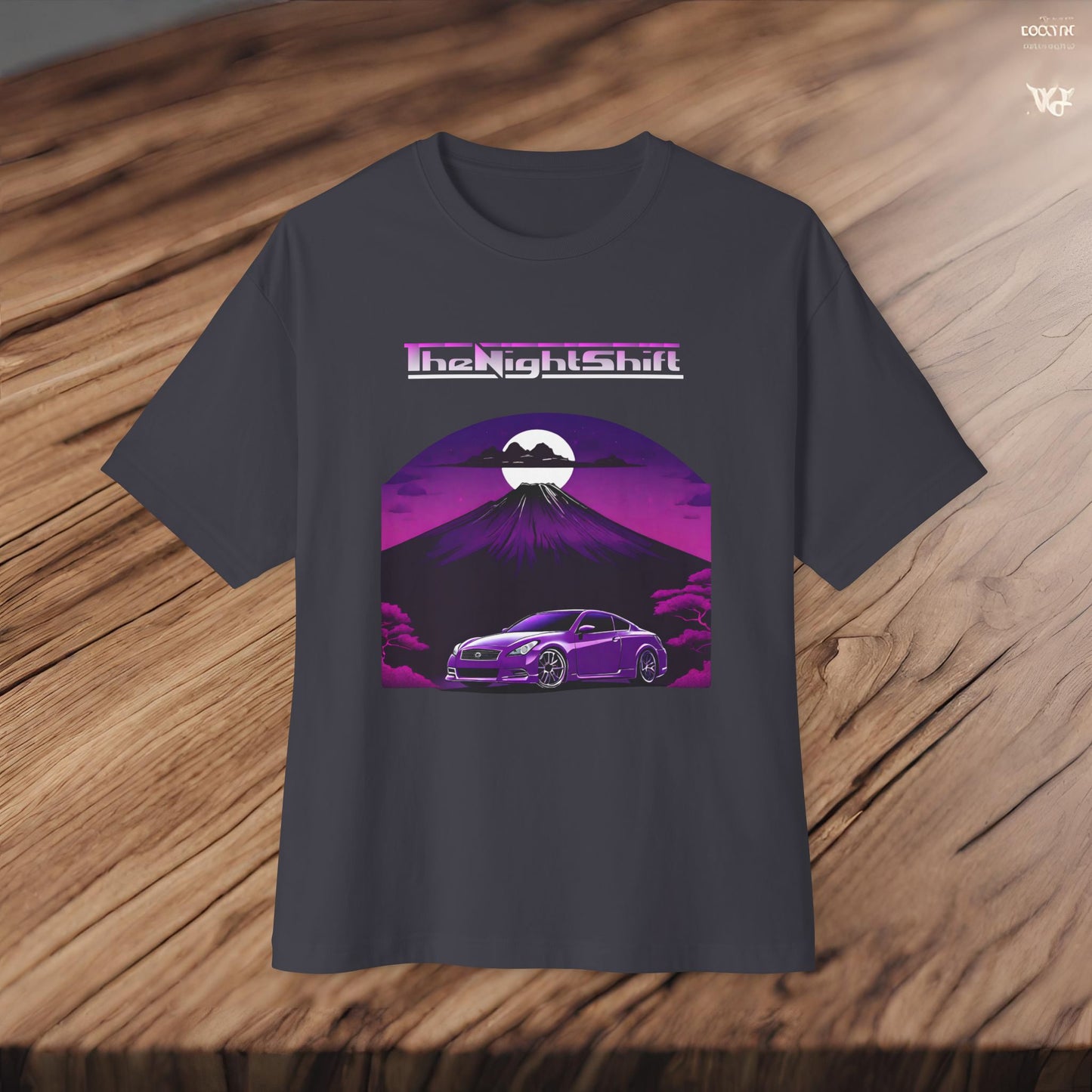 Infiniti G37 Coupe Mt Fuji-Premium, Ultra Soft, Unisex Oversized Boxy Tee Printify by The Night Shift Automotive Apparel