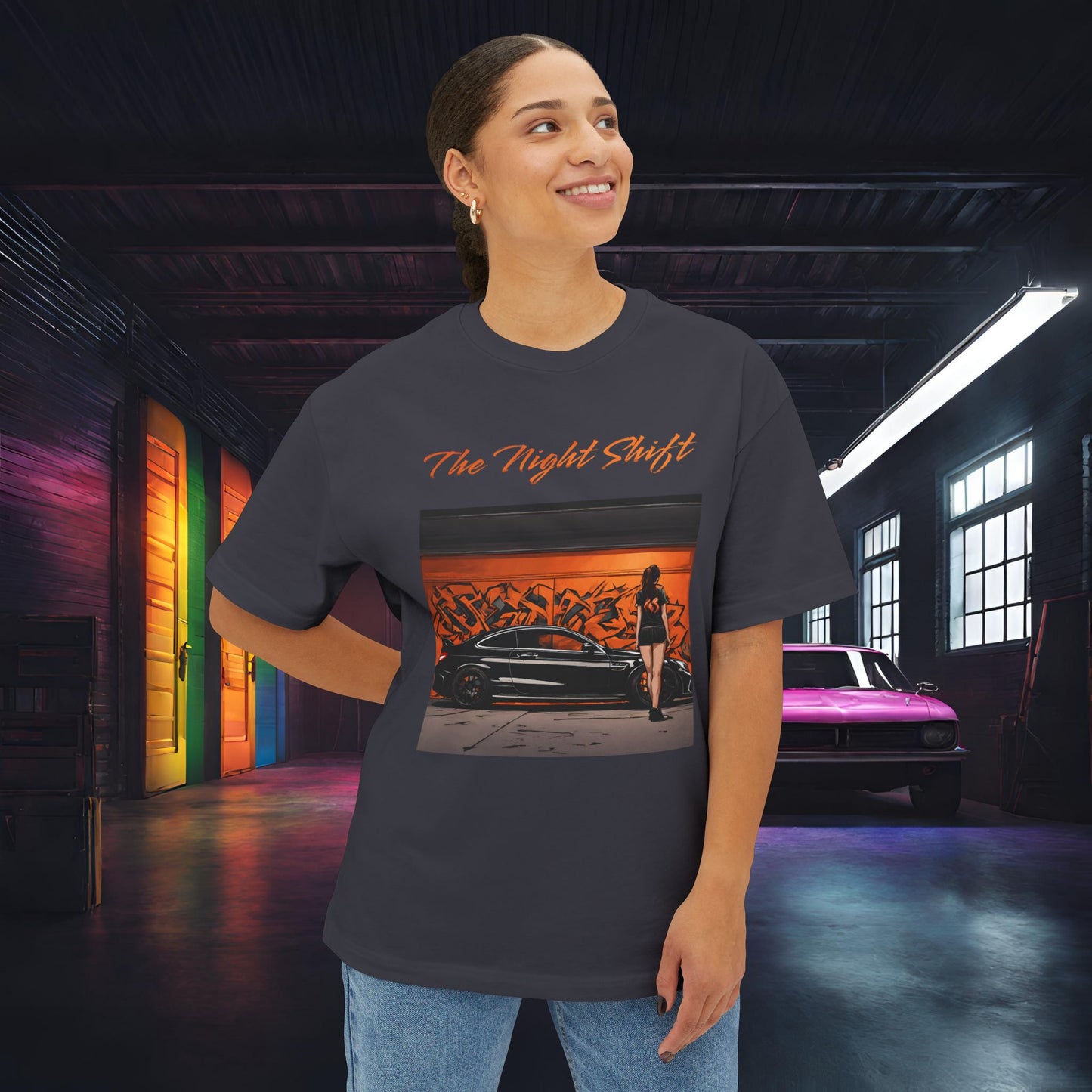 Mercedes-Benz C63 AMG Graffiti-Premium, Ultra Soft Unisex Oversized Boxy Tee Printify by The Night Shift Automotive Apparel