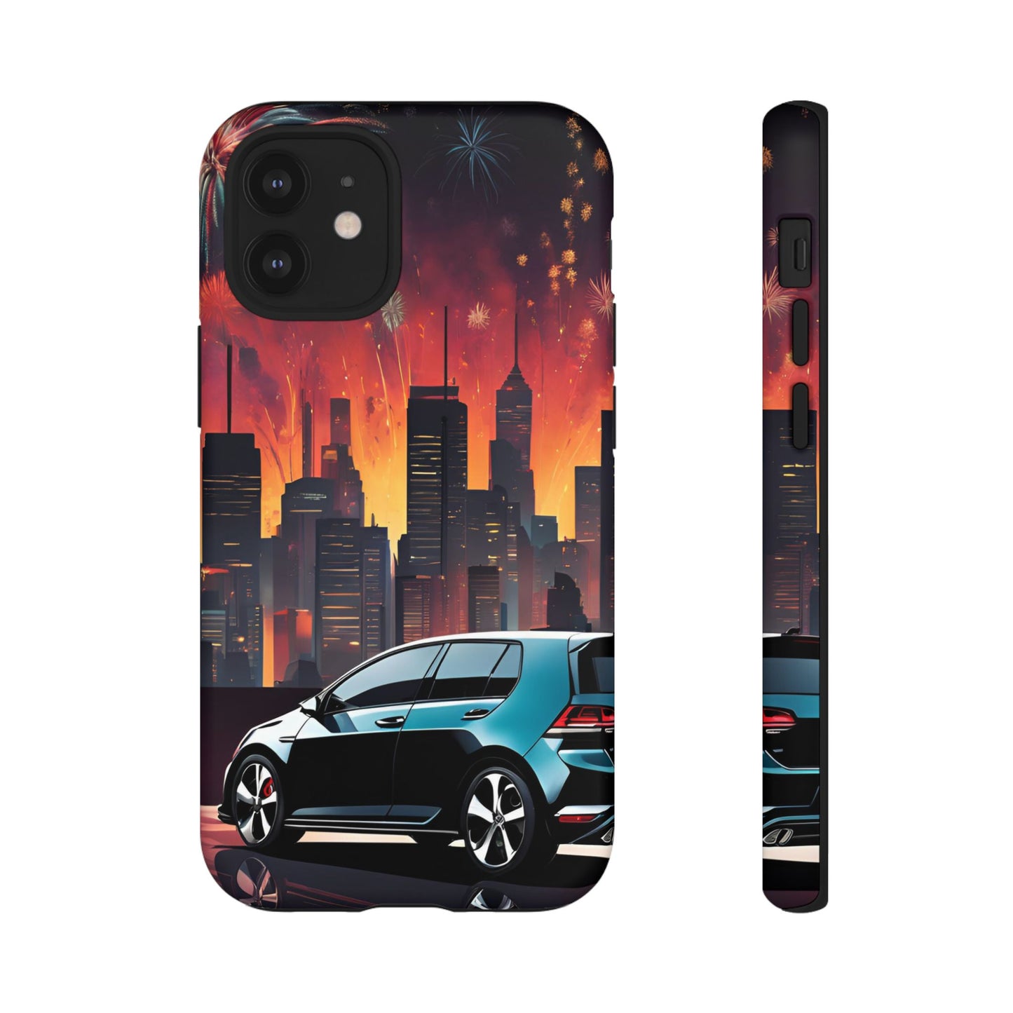 Volkswagon Golf GTI Fireworks-Dual Layer Ultra Tough Phone Case iPhone 12 Mini Matte Printify by The Night Shift Automotive Apparel