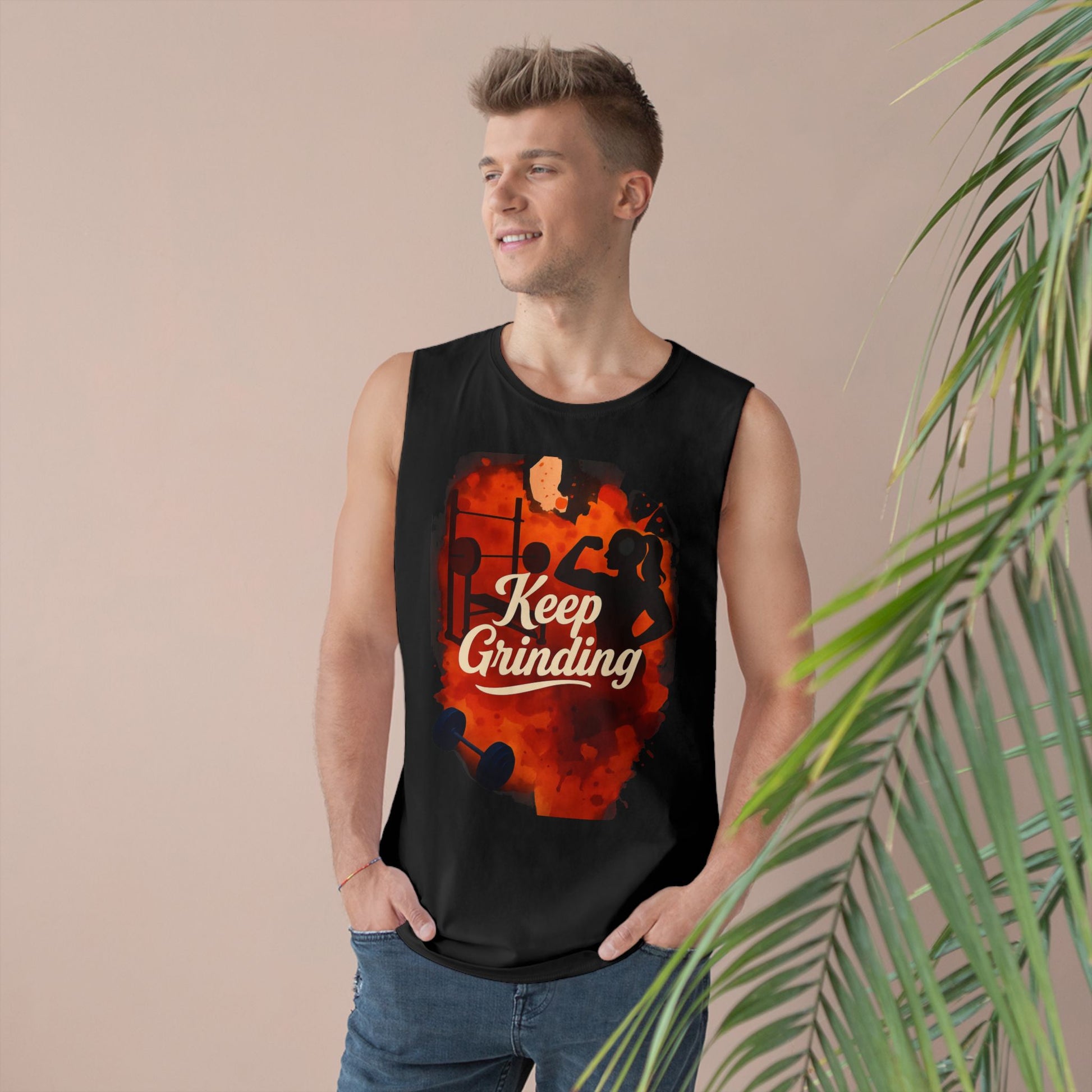 Keep Grinding - Premium Unisex Barnard Tank Top Printify by The Night Shift Automotive Apparel