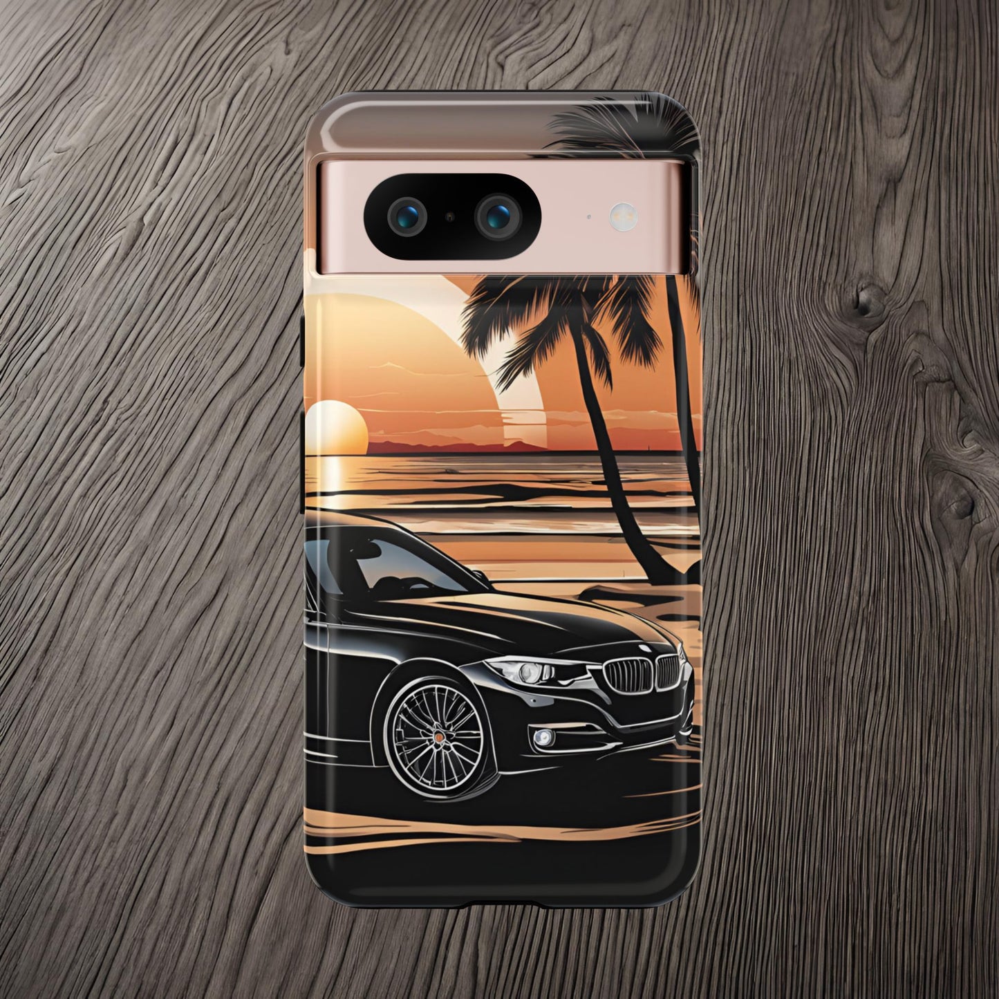 BMW Sunset On The Beach-Dual Layer Ultra Tough Phone Case Google Pixel 8 Glossy Printify by The Night Shift Automotive Apparel