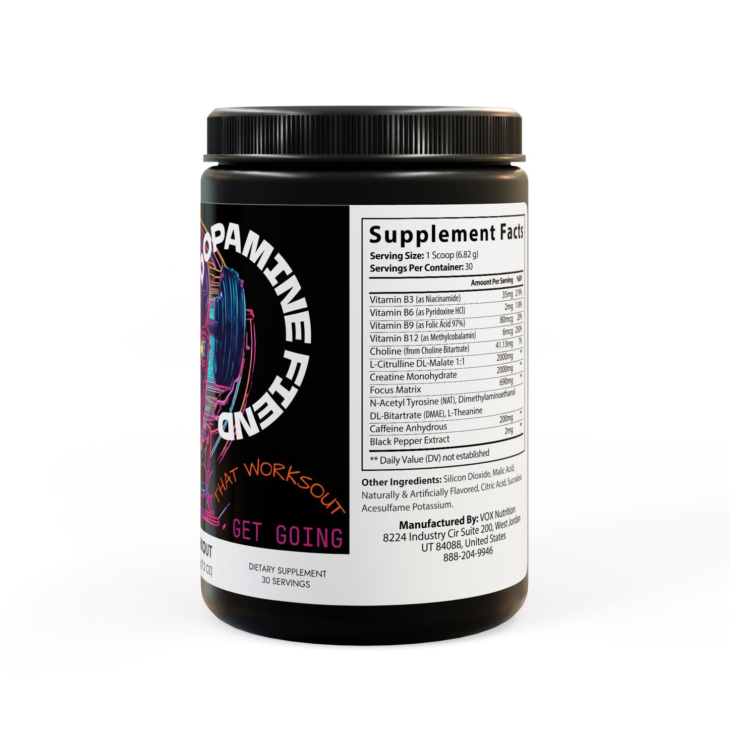 Dopamine Fiend - Pre-Workout Supplement (Fruit Punch) (204g, 7.1oz) Printify by The Night Shift Automotive Apparel