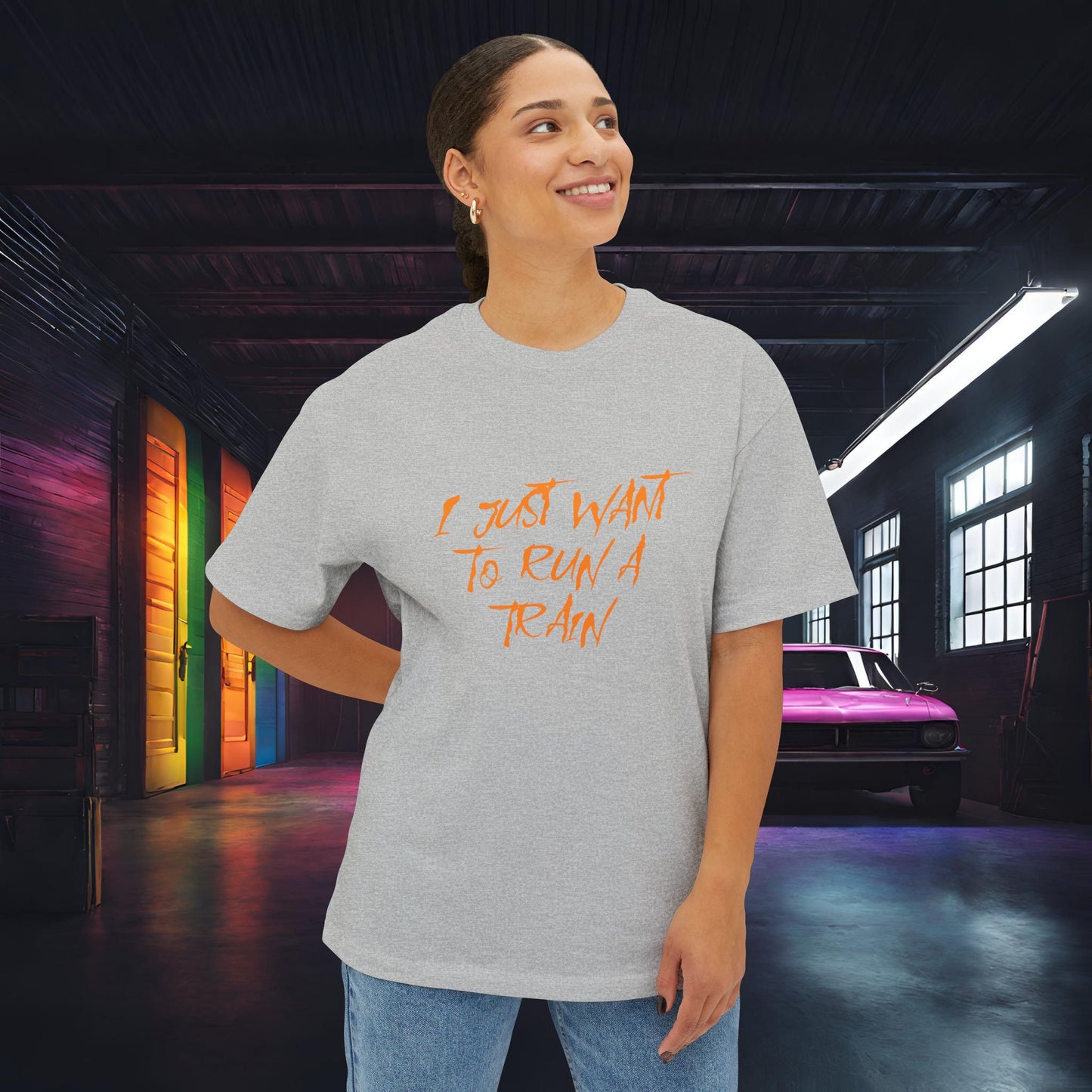I Just Want To Run A Train-Premium, Ultra Soft Unisex Oversized Boxy Tee Printify by The Night Shift Automotive Apparel
