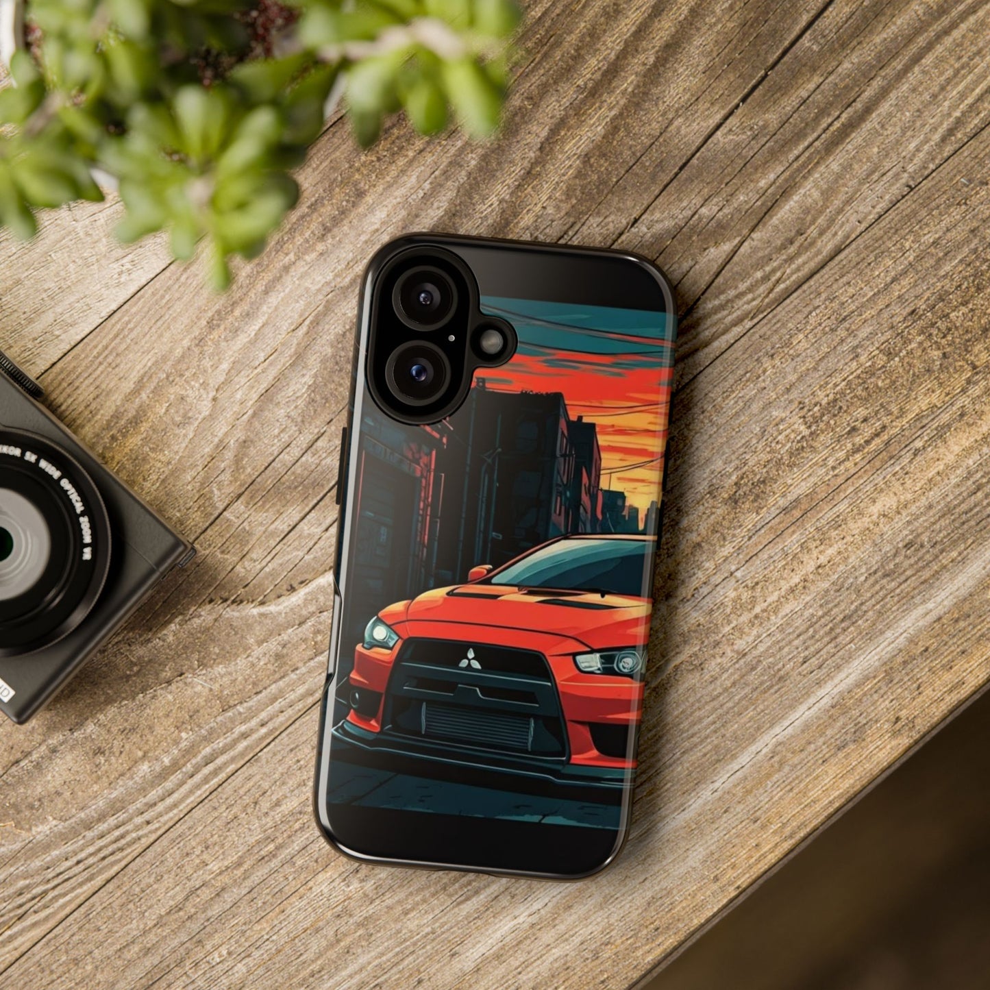 Mitsubishi Evo X Street Life-Dual Layer Ultra Tough Phone Case iPhone 16 Glossy Printify by The Night Shift Automotive Apparel
