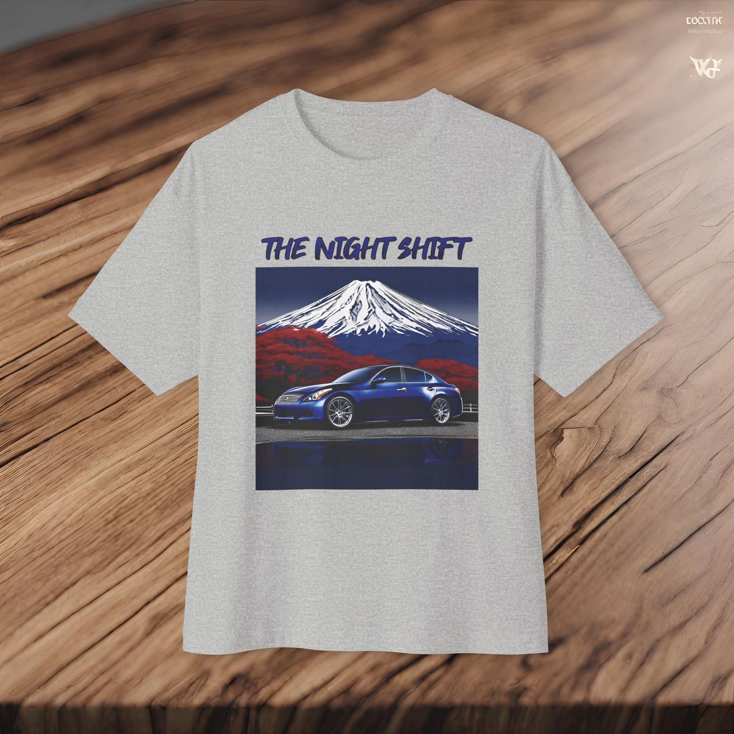 Infiniti G37 Sedan Mt Fuji-Premium, Ultra Soft Unisex Oversized Boxy Tee Printify by The Night Shift Automotive Apparel