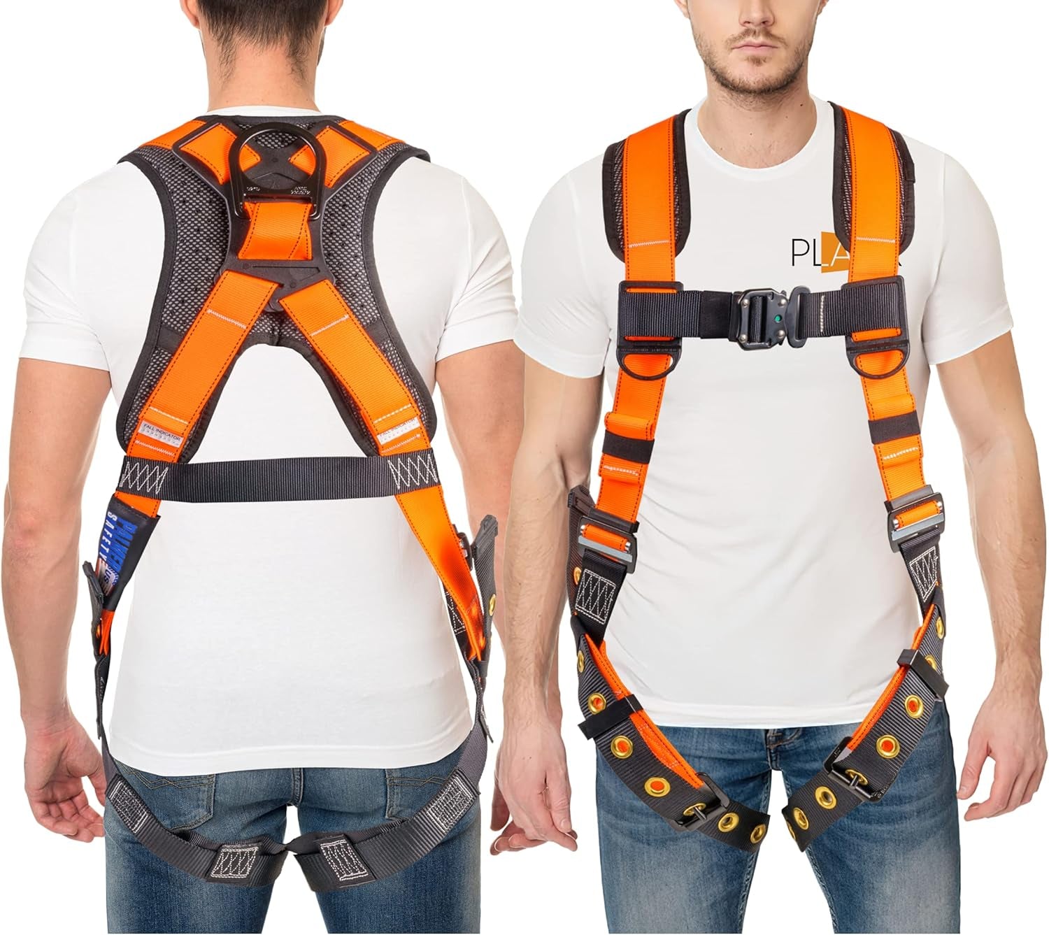 Photographer/Videographer Full Body Harness with 5 Point Adjustment, Dorsal D-Ring, Grommet Legs, and Fall Indicators Orange The Night Shift Performance Street Gear by The Night Shift Automotive Apparel