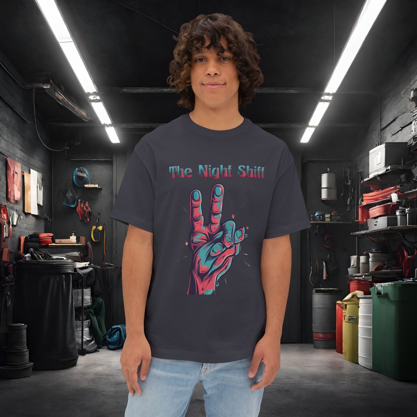 Lets Tandem-Premium, Ultra Soft, Unisex Oversized Boxy Tee Dark Grey Printify by The Night Shift Automotive Apparel