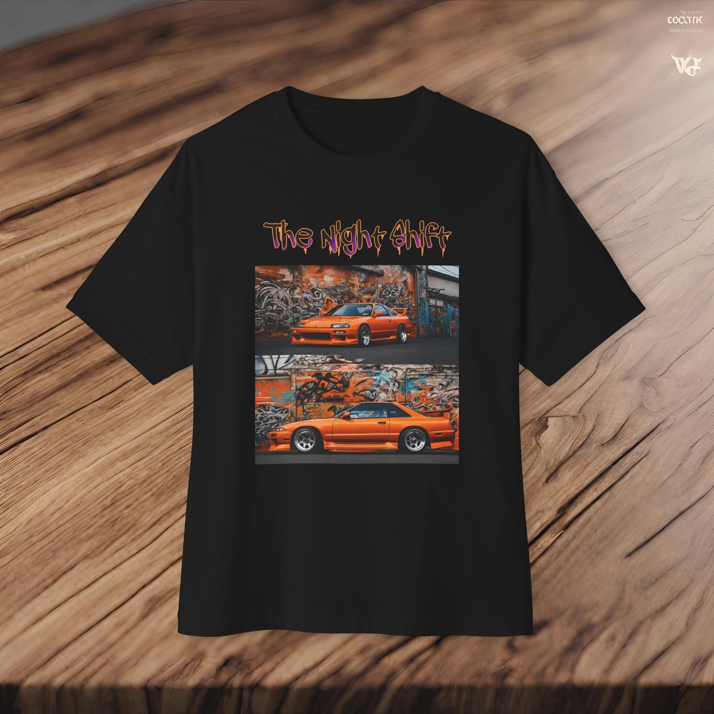 Nissan 240sx Double Stack Graffiti-Premium, Ultra Soft Unisex Oversized Boxy Tee Printify by The Night Shift Automotive Apparel