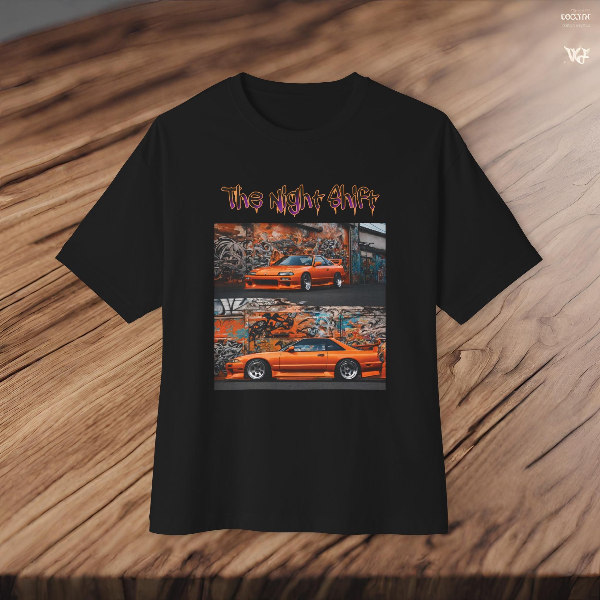 Nissan 240sx Double Stack Graffiti-Premium, Ultra Soft Unisex Oversized Boxy Tee Printify by The Night Shift Automotive Apparel