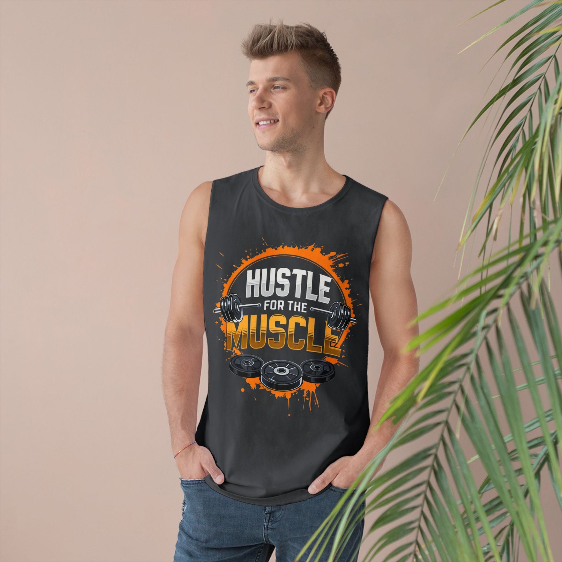 Hustle For The Muscle - Premium Unisex Barnard Tank Top Printify by The Night Shift Automotive Apparel