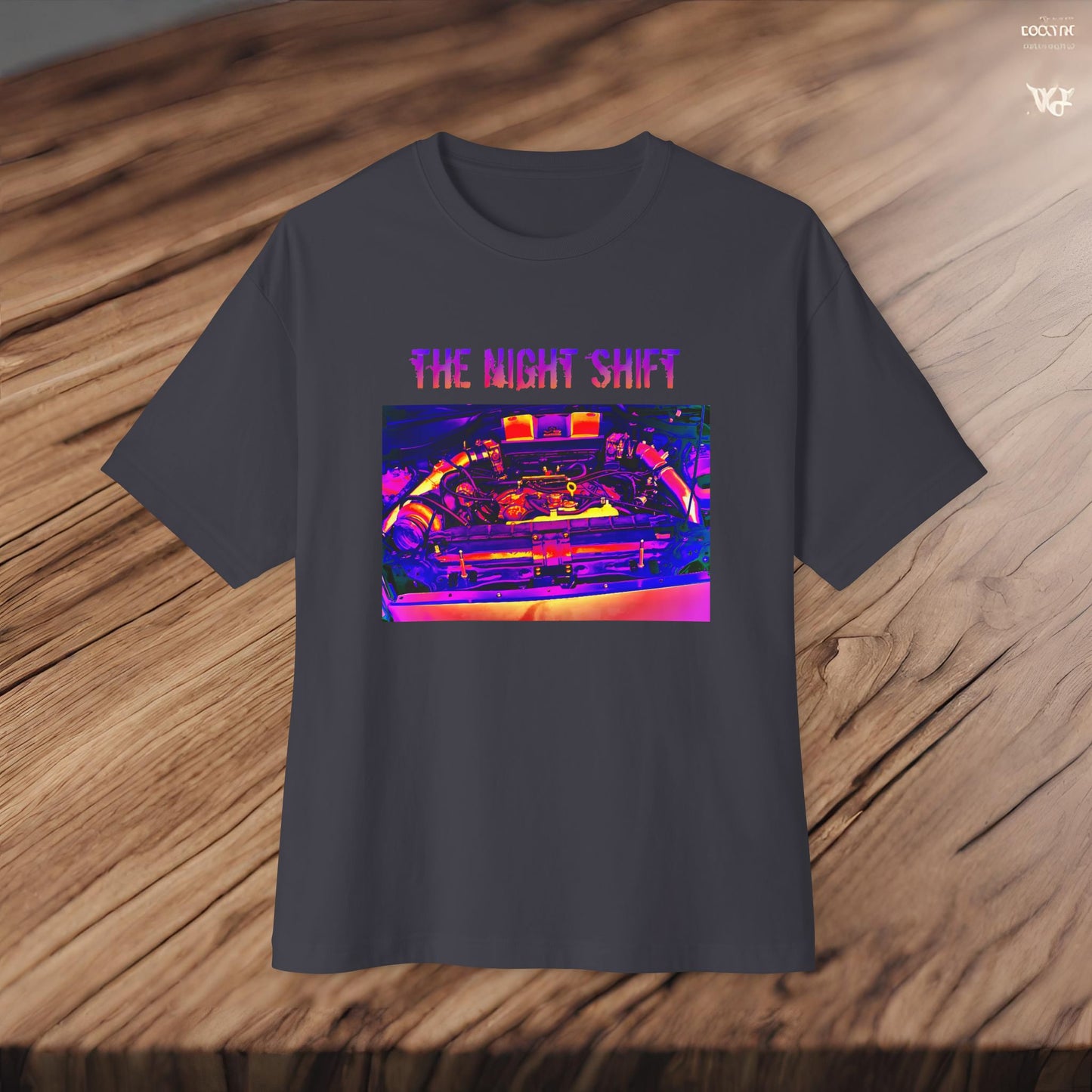 VQ37VHR Single Turbo-Premium, Ultra Soft Synthwave Unisex Oversized Boxy Tee Printify by The Night Shift Automotive Apparel