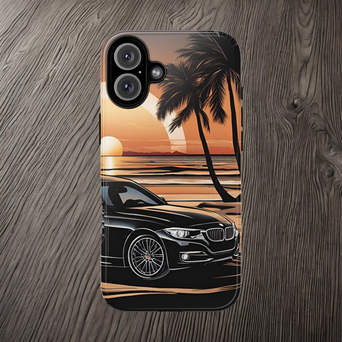 BMW Sunset On The Beach-Dual Layer Ultra Tough Phone Case iPhone 16 Plus Glossy Printify by The Night Shift Automotive Apparel