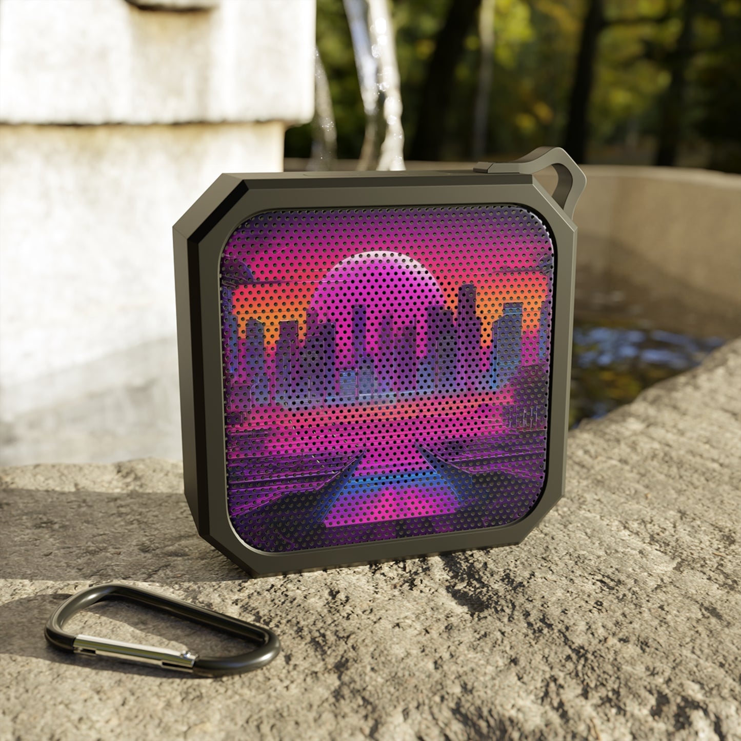 Sunset Sythwave-High Quality Blackwater Outdoor Bluetooth Speaker Black One size Printify by The Night Shift Automotive Apparel