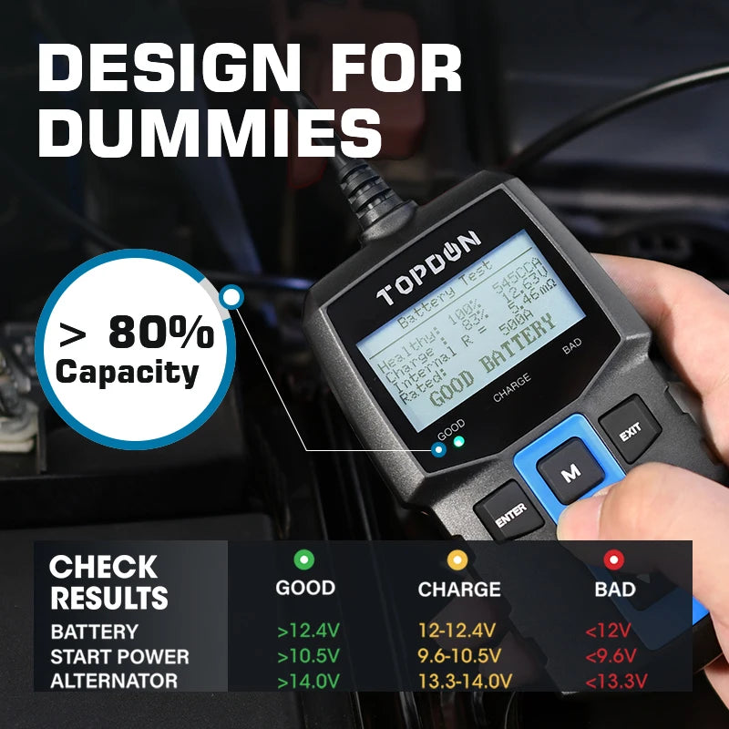 TOPDON BT100 12V Car Battery-Digital Automotive Diagnostic Battery Tester The Night Shift Performance Street Gear by The Night Shift Automotive Apparel