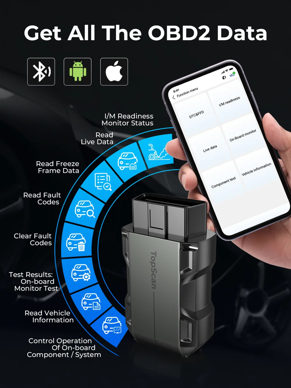TOPDON Topscan Lite Smart Diagnostic Scan Tool-Bluetooth Phone OBD2 Code Reader Topdon by The Night Shift Automotive Apparel