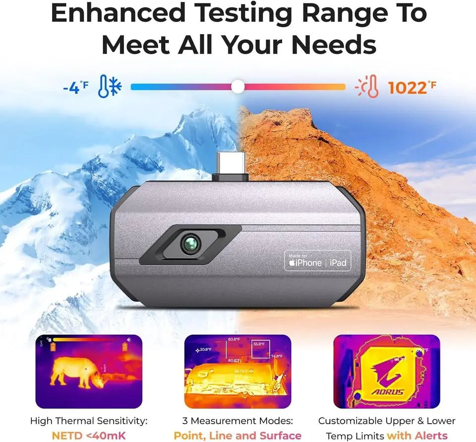 TOPDON TC002C Infrared Thermal Imaging Camera for IOS TYPE C TOPDON by The Night Shift Automotive Apparel