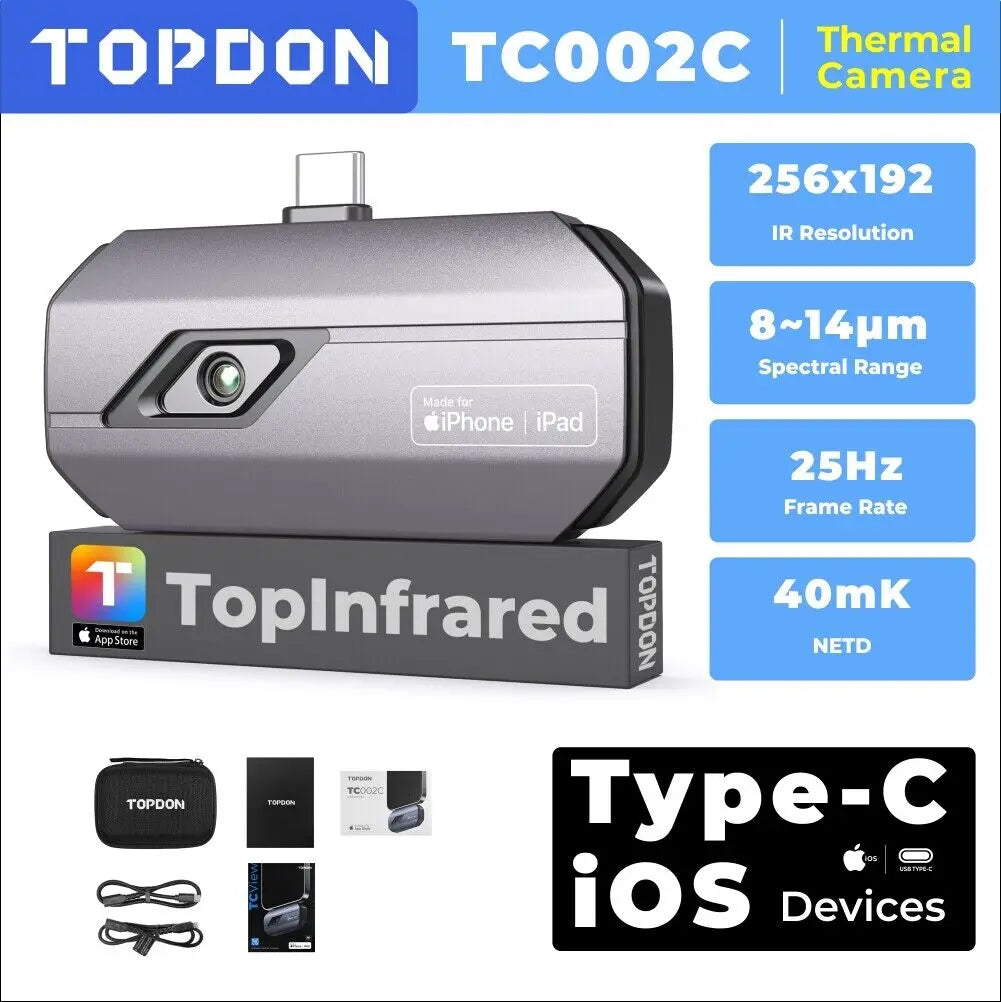 TOPDON TC002C Infrared Thermal Imaging Camera for IOS TYPE C TOPDON by The Night Shift Automotive Apparel