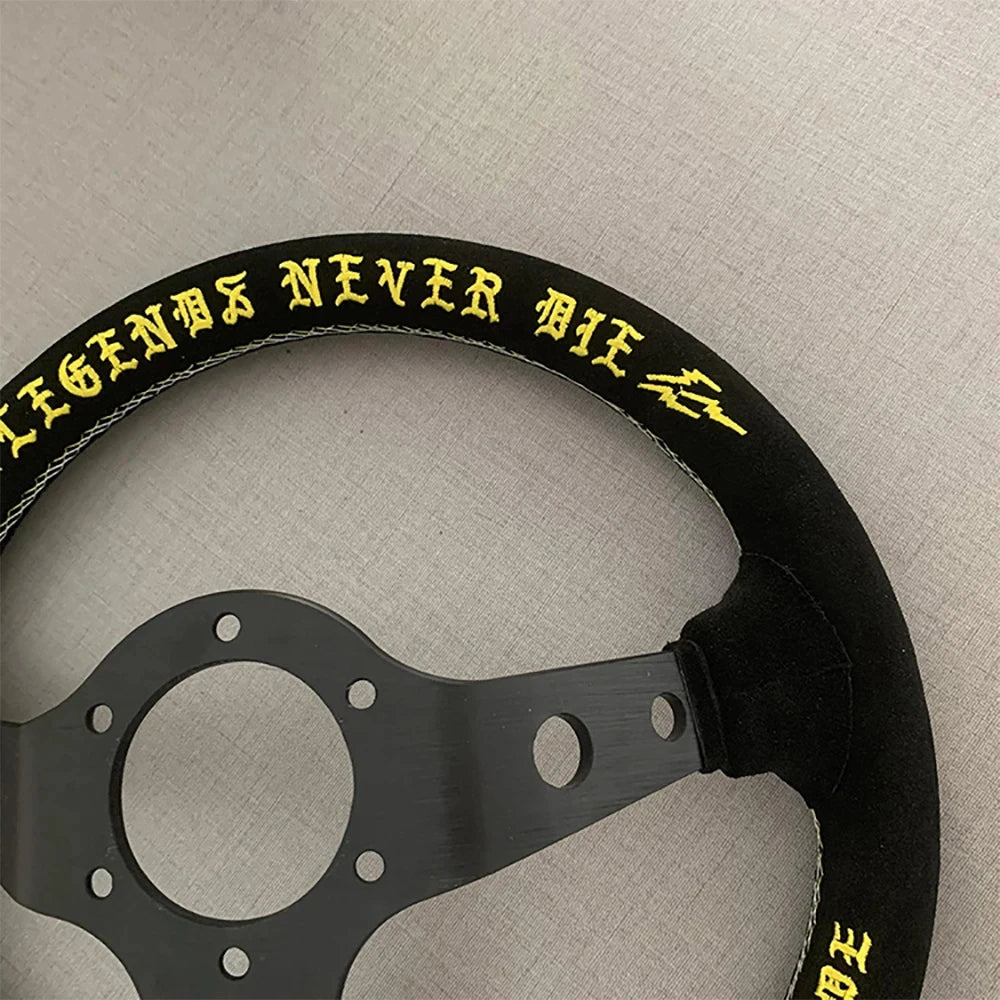 VERTEX Meanstreets 330mm Genuine Leather Embroidered Deep Dish Steering Wheel The Night Shift Performance Street Gear by The Night Shift Automotive Apparel