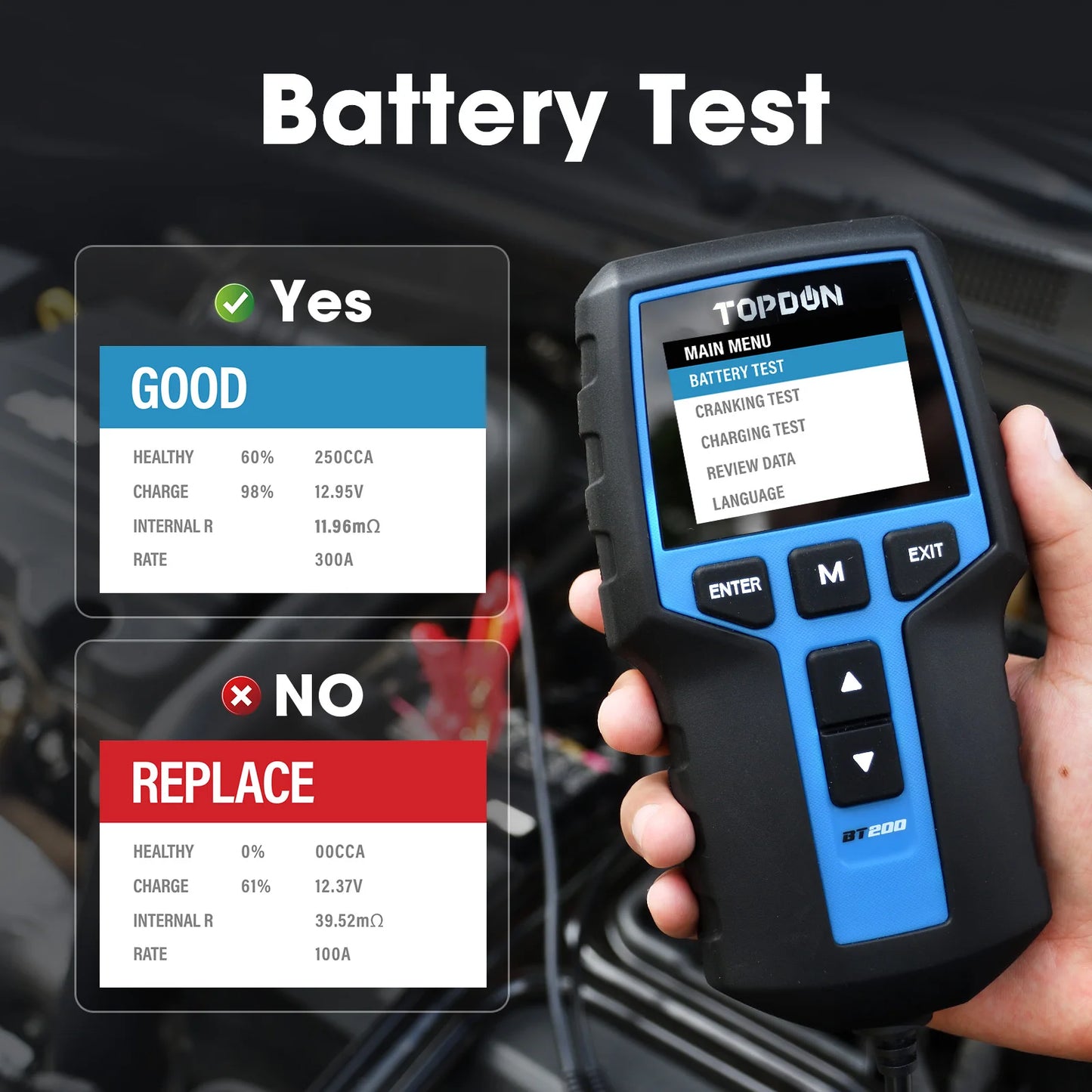 TOPDON BT200 Portable 12V Battery Tester TOPDON by The Night Shift Automotive Apparel