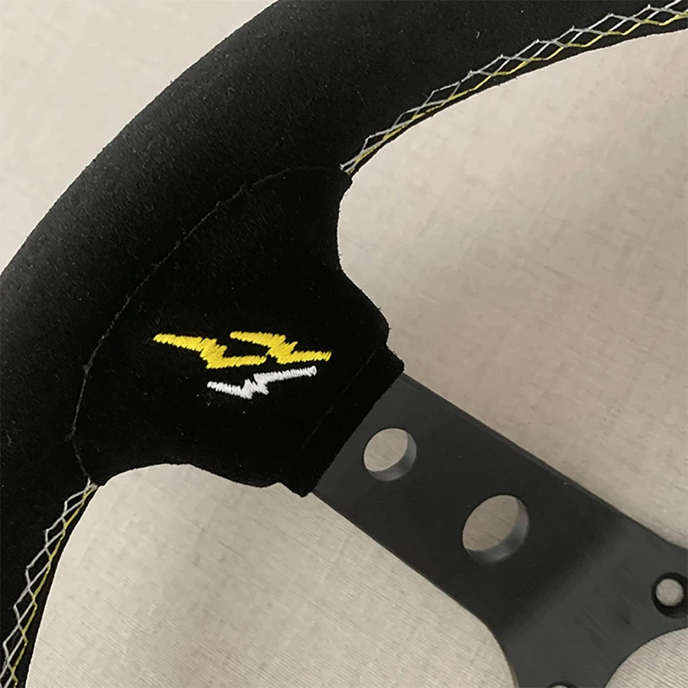VERTEX Meanstreets 330mm Genuine Leather Embroidered Deep Dish Steering Wheel The Night Shift Performance Street Gear by The Night Shift Automotive Apparel
