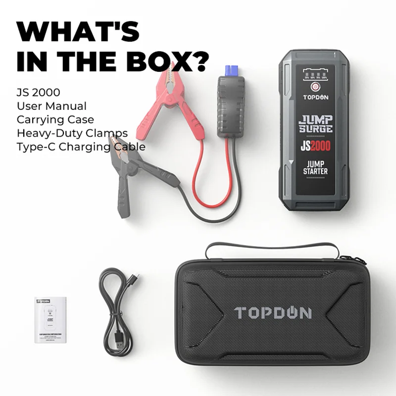 TOPDON JS2000-2000A 12V Jump Start Power Bank 16000Mah Topdon by The Night Shift Automotive Apparel
