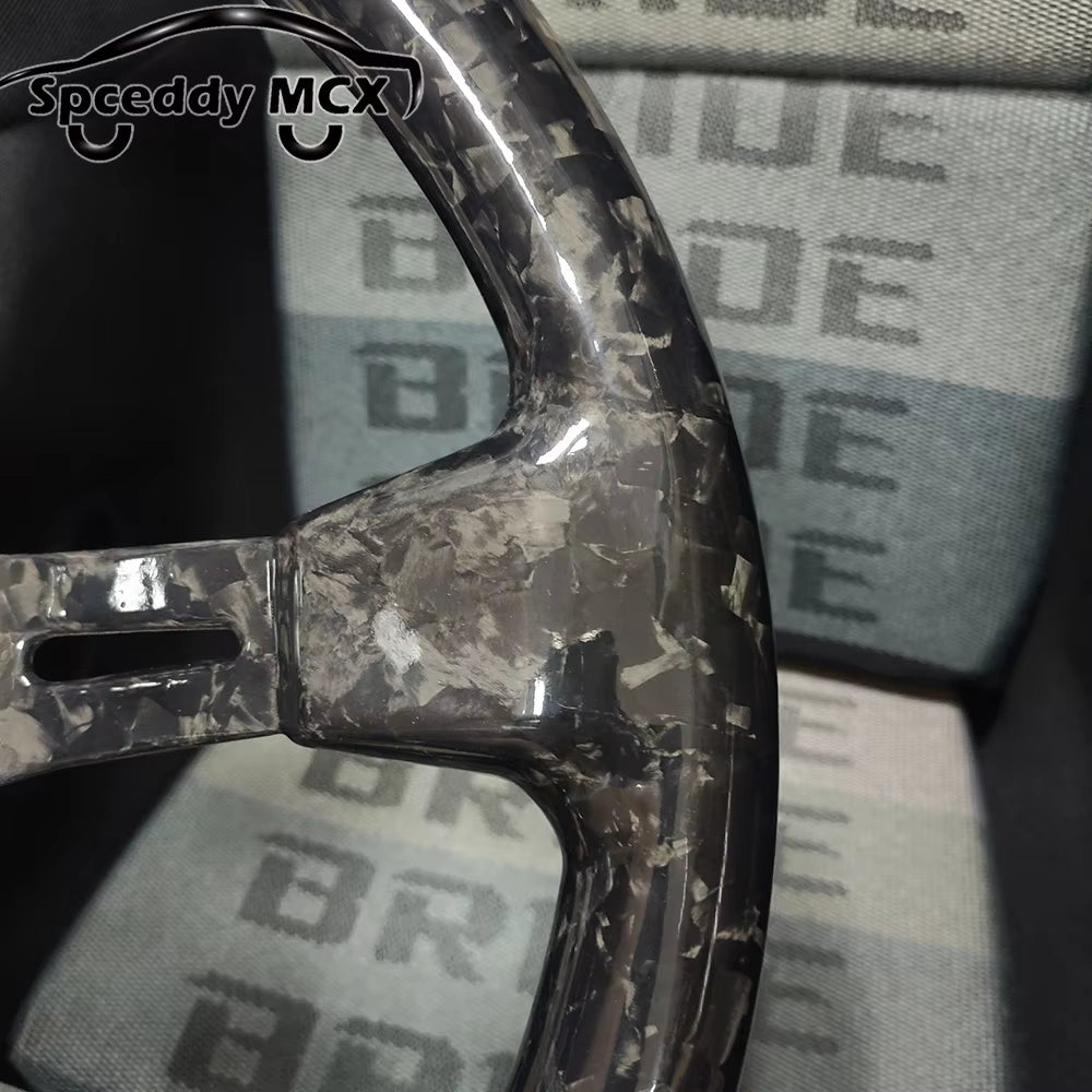 Real Forged Carbon Fiber 340mm Steering Wheel The Night Shift Performance Street Gear by The Night Shift Automotive Apparel