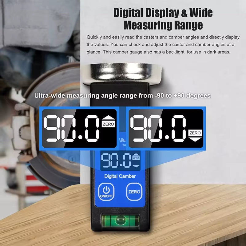 Digital Camber Alignment Check Tool -90°To+90°  with Horizontal Bubble Tube