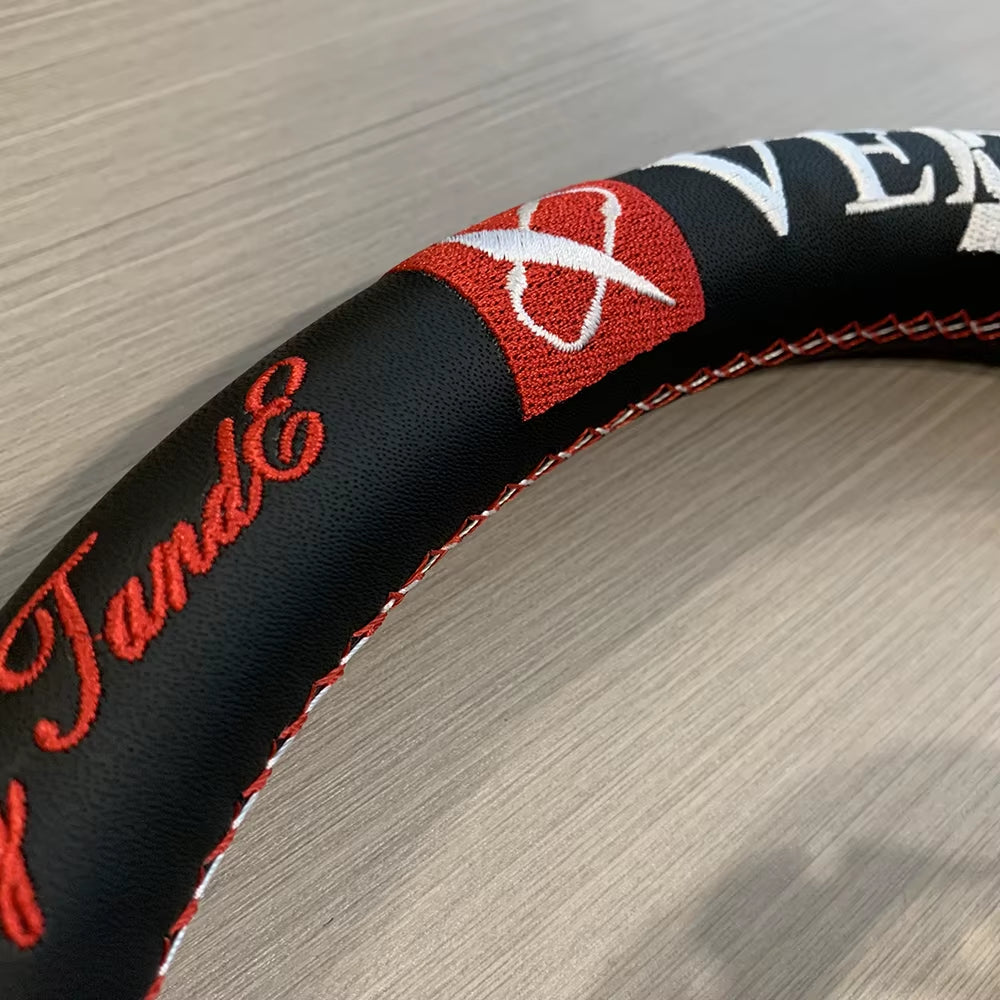 VERTEX Lang 330mm Genuine Leather Embroidered Deep Dish Steering Wheel The Night Shift Performance Street Gear by The Night Shift Automotive Apparel