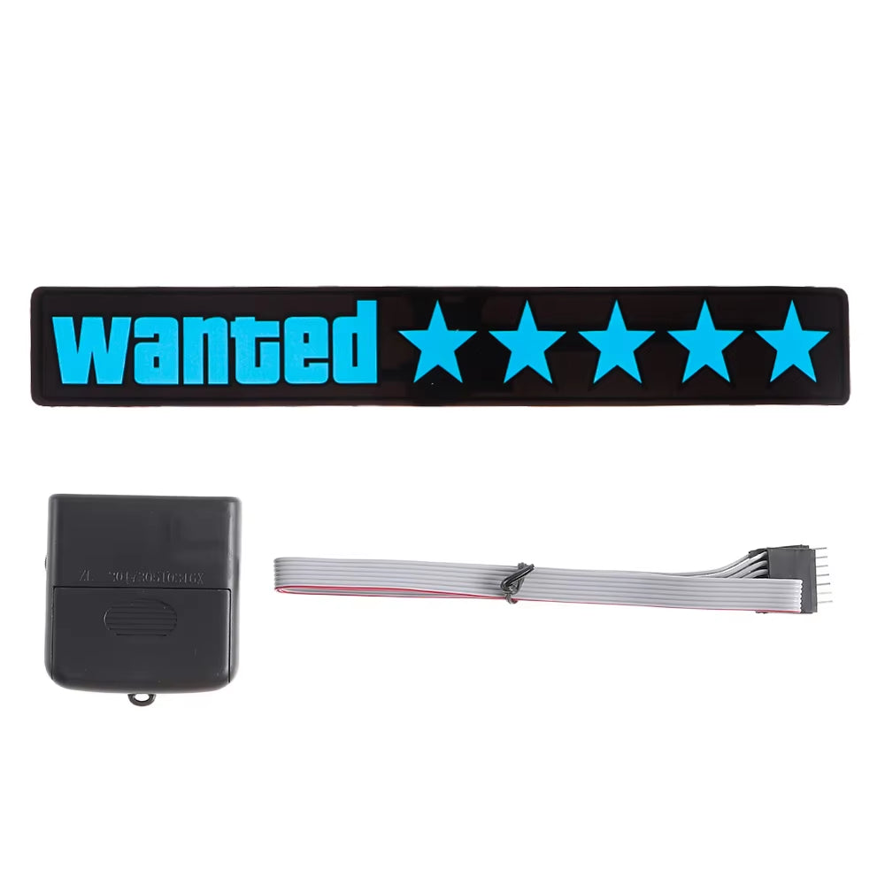 LED 5 Star Wanted Sticker/Decal Blue The Night Shift Performance Street Gear by The Night Shift Automotive Apparel