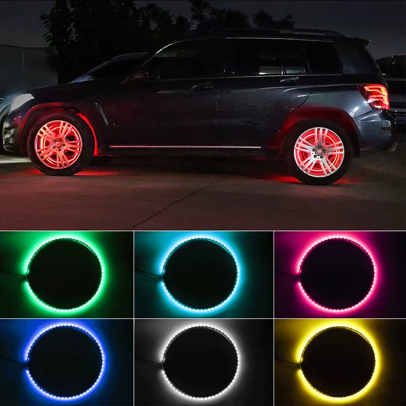 4Pcs RGB Car Wheel Hub Light Strip Kit 15" Neon Wheel Ring The Night Shift Performance Street Gear by The Night Shift Automotive Apparel
