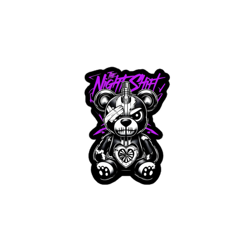 The Night Shift Tattered Teddy Kiss Cut Sticker 3″×3″ The Night Shift Performance Street Gear by The Night Shift Automotive Apparel