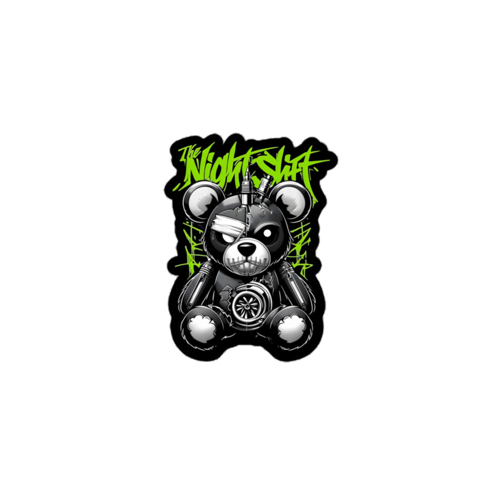The Night Shift Tattered Teddy Kiss Cut Sticker 3″×3″ The Night Shift Performance Street Gear by The Night Shift Automotive Apparel