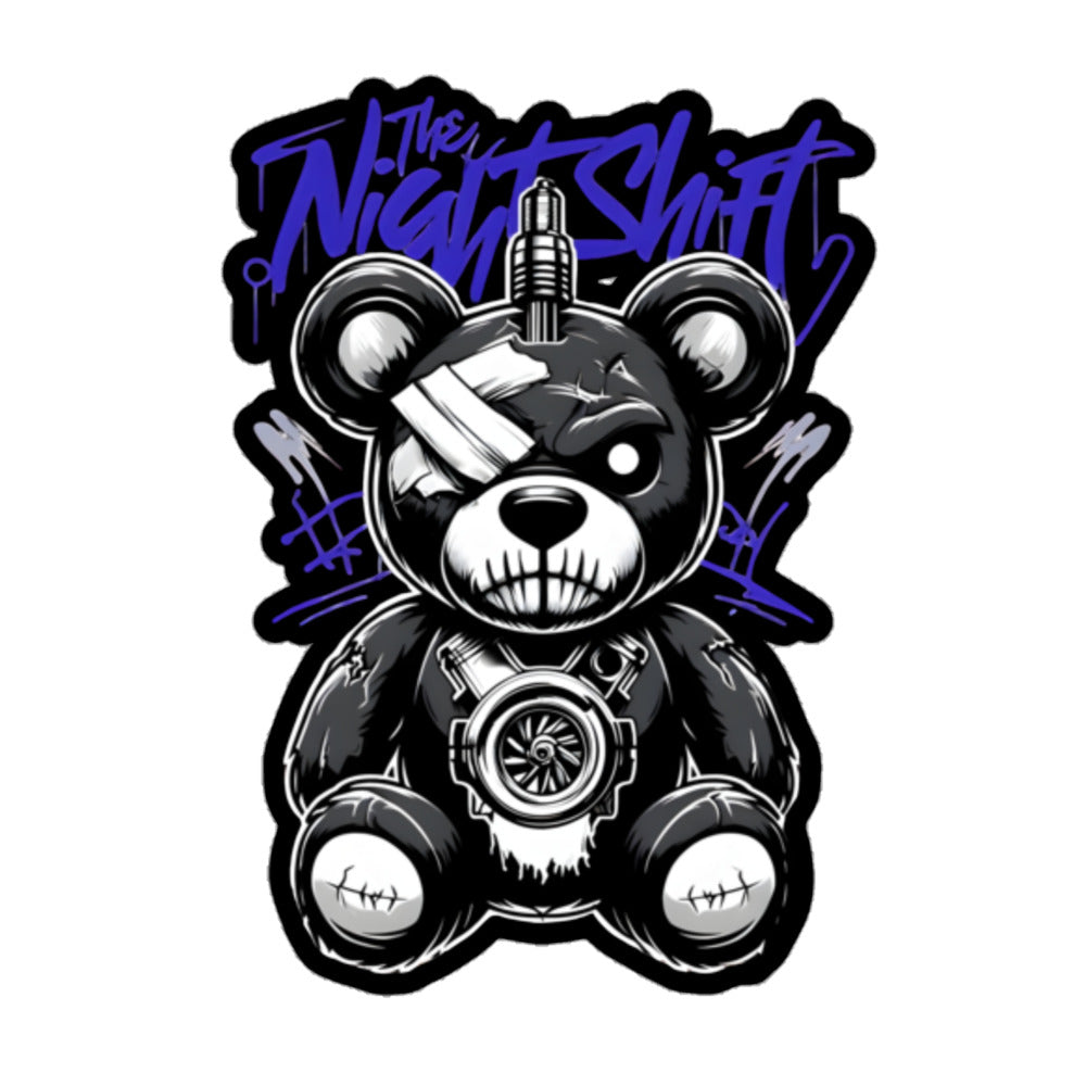 The Night Shift Tattered Teddy Kiss Cut Sticker 5.5″×5.5″ The Night Shift Performance Street Gear by The Night Shift Automotive Apparel