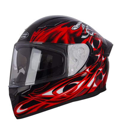 Crown Racing Full Face Motorcycle Helmet With Built in Sun Visor and Clear Outer Visor The Night Shift Performance Street Gear by The Night Shift Automotive Apparel