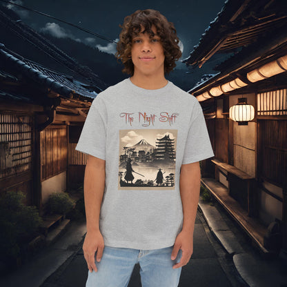 Samurai Silhouette-Premium, Ultra Soft Unisex Oversized Boxy Tee Athletic Heather Printify by The Night Shift Automotive Apparel