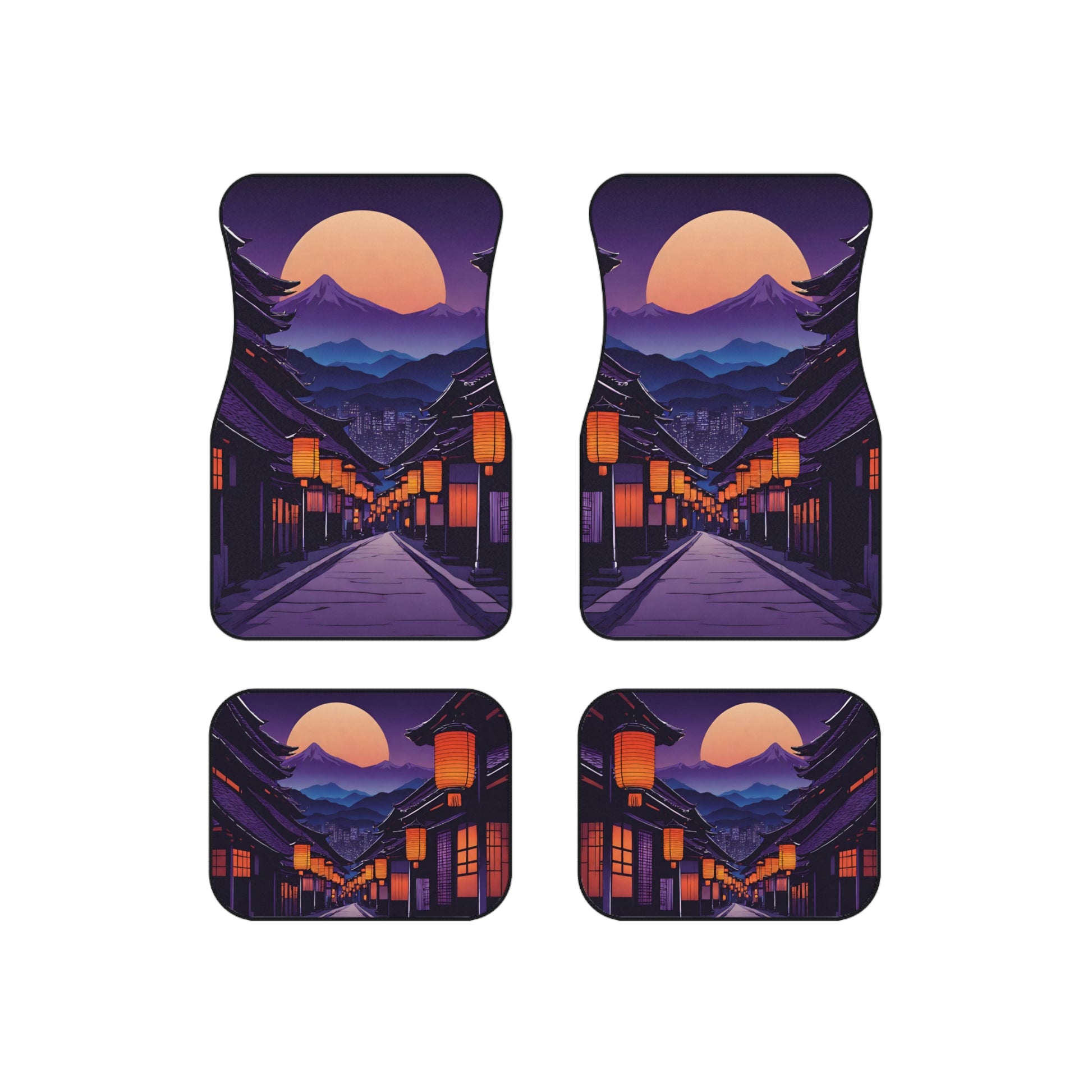 Lamplight Japanese Traditional Village-Premium, High Quality Car Floor Mats (Set of 4) Printify by The Night Shift Automotive Apparel