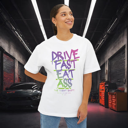 Drive Fast, Eat Ass-Premium, Ultra Soft Unisex Oversized Boxy Tee