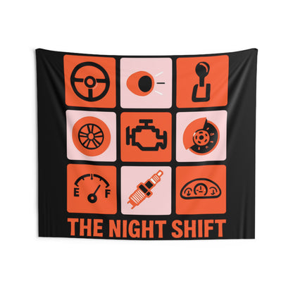 The Night Shift Indoor Wall Tapestries - Shop Banner 80" × 68" Printify by The Night Shift Automotive Apparel